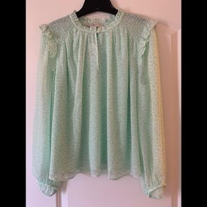 Mint ruffle blouse